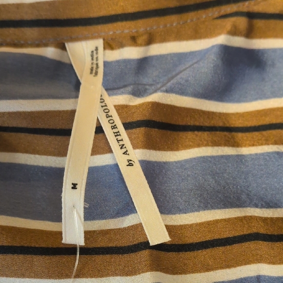 Anthropologie Blue and Brown Striped Pajama Set - Picture 4 of 8